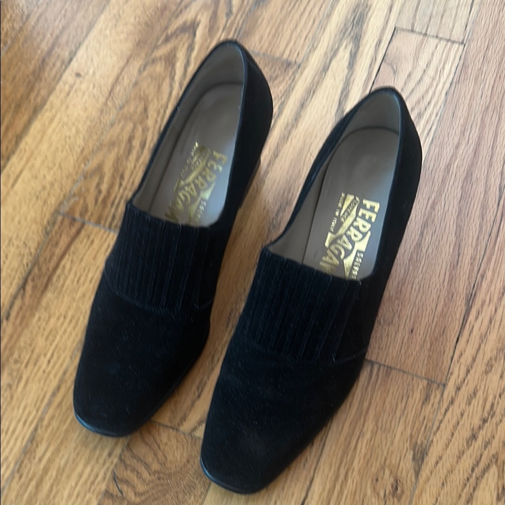 Salvatore Ferragamo Black Suede Loafers